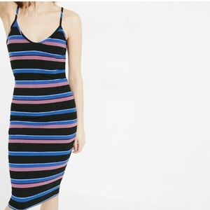 EXPRESS Striped Sheath Midi Dress XS